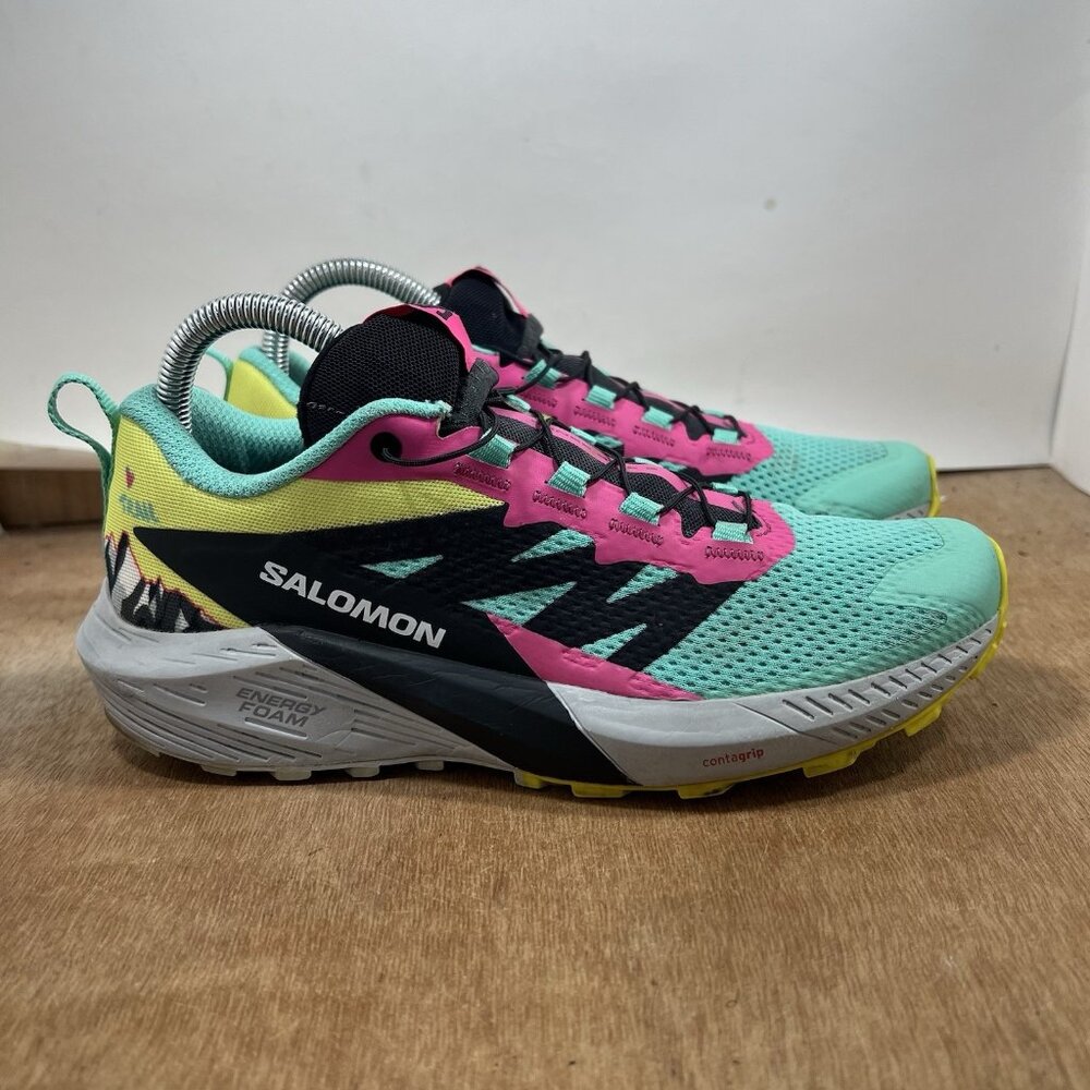 Salomon Sense Ride 5 Women Size 7 Teal/Pink Trail Running shoe Martina edition